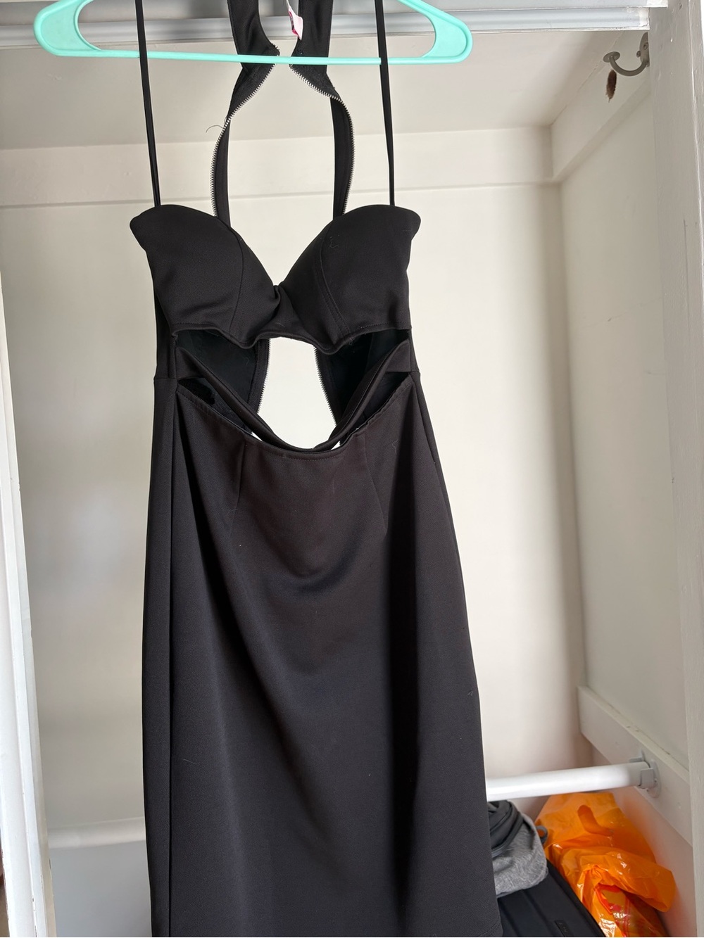 Selfie Leslie Black Strapless Cutout Midi Dress